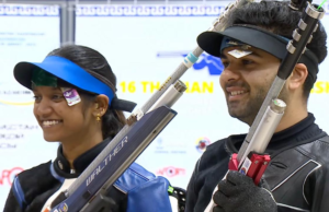 Arjun Babuta-Elavenil Valarivan par de bolsas de 10m rifle de aire Gold
