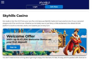 Bonos favorables en SkyHills Casino para suecos.