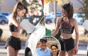 La novia de Bill Belichick, Jordon Hudson, hace alarde de un físico tonificado mientras muestra un nuevo Mercedes de 100.000 dólares