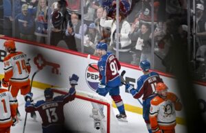 El capitán de Avalanche, Gabe Landeskog, finalmente anotó, y fue un gran gol.