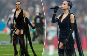 Karina Pasian fue golpeada por su vestimenta durante el himno nacional de Estados Unidos en el primer partido de la NFL en España