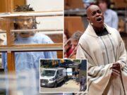 El jubiloso hijo del presunto asesino de Sykes, Micah, se queja de su madre en la corte