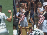 Becky, la esposa de Pat Cummins, celebra la gran captura de Ashes