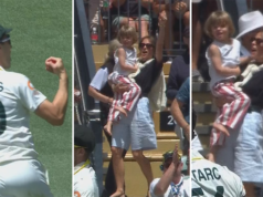 Becky, la esposa de Pat Cummins, celebra la gran captura de Ashes