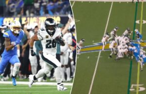 Los Eagles anotan en una jugada falsa de ‘empuje de trasero’ mientras Saquon Barkley arranca una carrera monstruosa