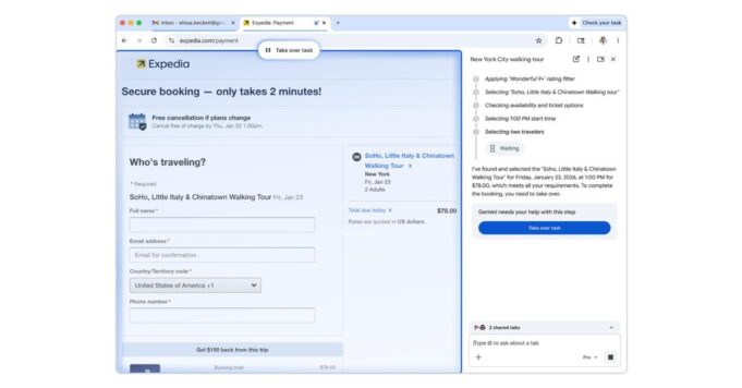 Google Chrome implementa la ‘navegación automática’ Gemini en AI Pro