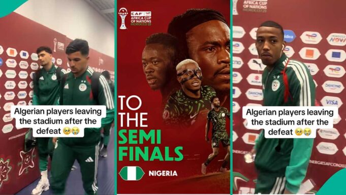 AFCON: Un hombre nigeriano se burla de los jugadores argelinos cuando salen del estadio luego de una derrota por 2-0, tendencias de clips