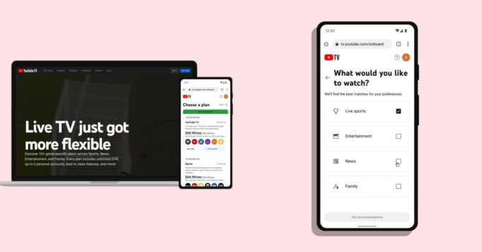 Los planes de YouTube TV se lanzan desde $55 al mes con un plan deportivo de $65