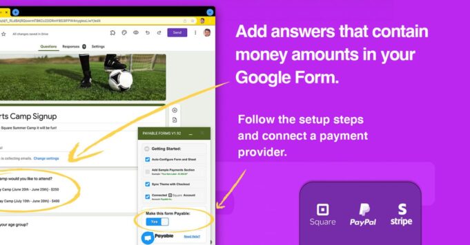Payable es la mejor manera de aceptar pagos de PayPal, Stripe y Square en Google Forms: así es como