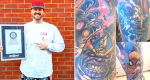 Marvel-obssesive bate récord mundial de tatuajes