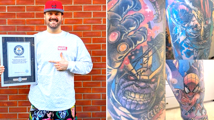 Marvel-obssesive bate récord mundial de tatuajes