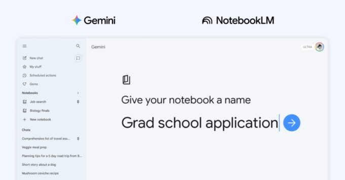 La aplicación Gemini lanza ‘cuadernos’ para organizar chats y archivos