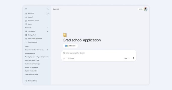 Los portátiles ya están disponibles para los usuarios gratuitos de la aplicación Gemini
