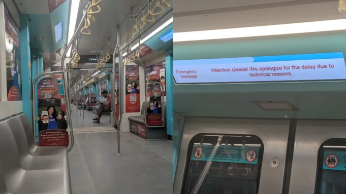 El tren Aqua Line 3 del Metro de Mumbai se para cerca de Aarey JVLR, los pasajeros enfrentan retrasos