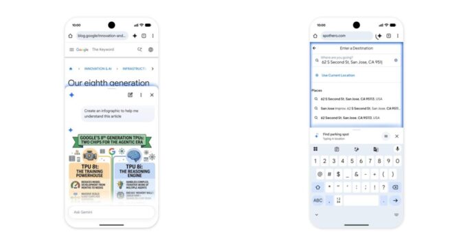 Chrome para Android agrega integración completa con Gemini y navegación automática