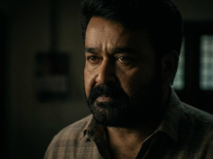 Mohanlal llora mientras mira la película con los fans.