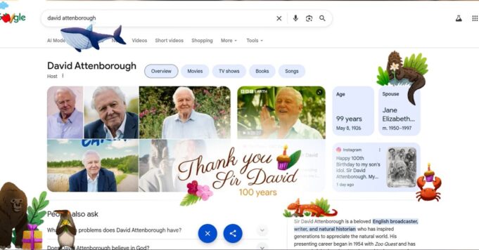 El huevo de Pascua de Google celebra el centenario de David Attenborough