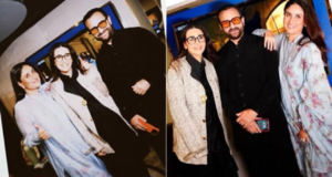 Kareena Kapoor y Saif Ali Khan llegan con estilo a la proyección de su hermana Karisma Kapoor
