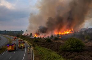 Grave incendio en New Forest se extiende a una zona protegida y mantiene cerrada la A31