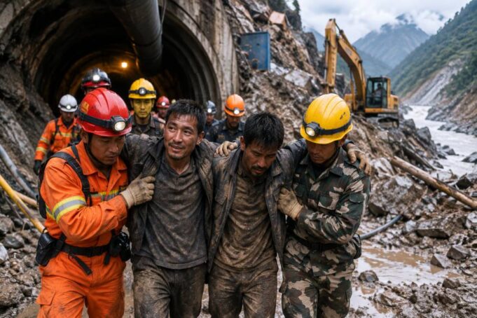 Milagro en Nepal: rescatan con vida a dos trabajadores atrapados durante nueve días en un túnel tras las devastadoras inundaciones