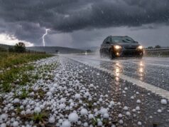 Alerta por fuertes tormentas en Córdoba: granizo en seco sorprendió en la Ruta 5